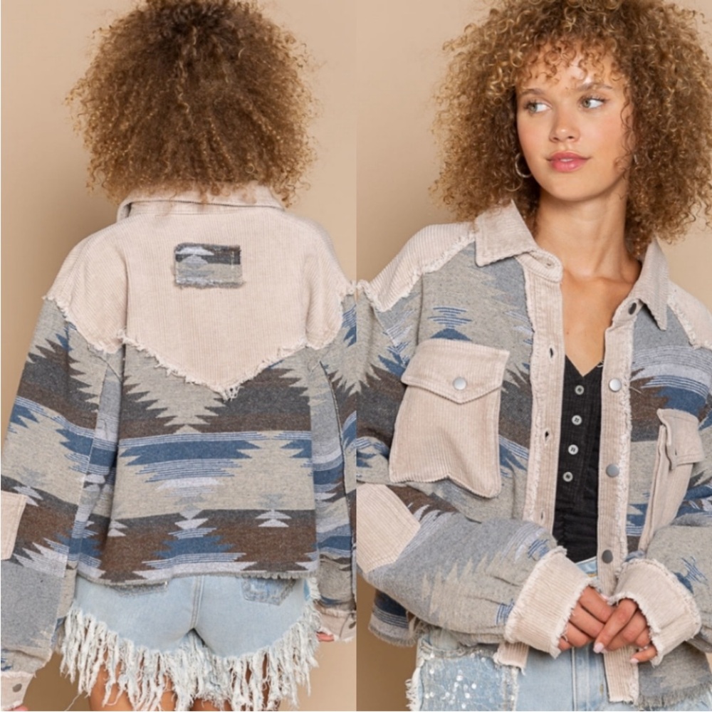 0845.  POL Aztec Pattern Jacket - Picture 3 of 3